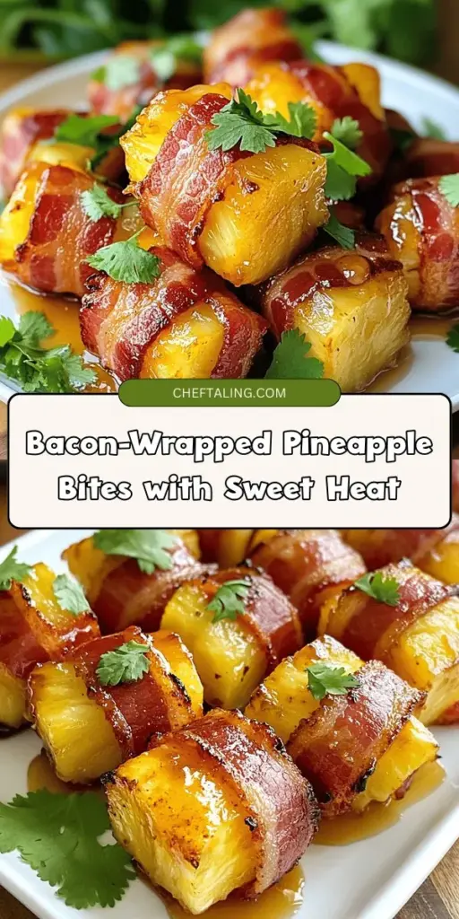 Elevate your gatherings with a mouthwatering twist on flavors! This Sweet & Savory Bacon-Wrapped Pineapple recipe combines juicy, sweet pineapple with crispy, smoky bacon for an irresistible bite. Perfect as an appetizer or for festive celebrations, it's sure to impress your guests. Customize with honey or spices to suit your palate. Get ready to indulge in this flavor-packed delight! #BaconWrapped #PineappleRecipe #Appetizer #PartyFood #SweetAndSavory #FoodieDelight