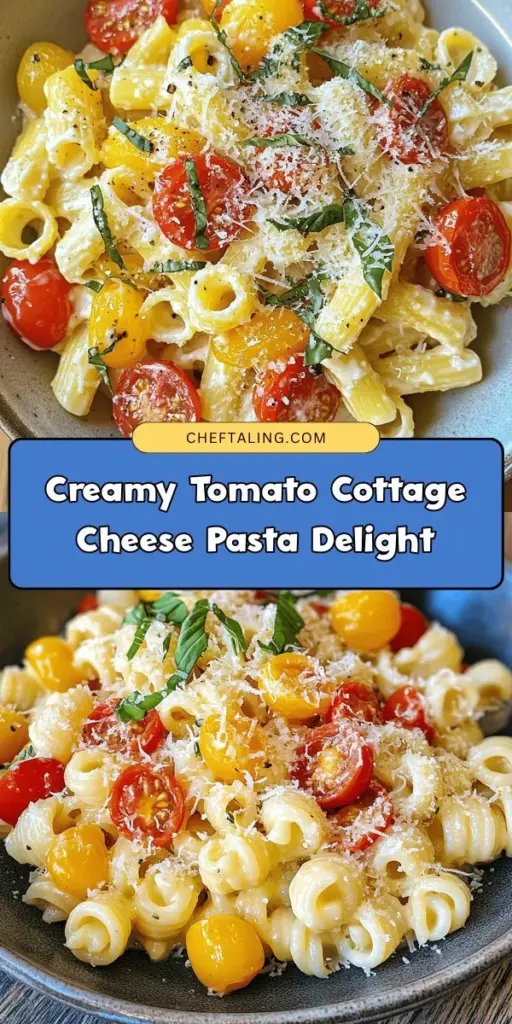 Savor the deliciousness of Tomato Cottage Cheese Pasta, a creamy and flavorful dish that’s perfect for any meal! This quick and easy recipe combines fresh tomatoes and creamy cottage cheese for a tasty twist on classic pasta. Whether you're a busy professional or a home chef, you’ll love how simple it is to whip up this satisfying meal. Ready to elevate your dinner game? Click through to discover the complete recipe and impress your family and friends. Don't forget to pin it for later! #TomatoCottageCheesePasta #PastaRecipes #EasyDinnerIdeas #HealthyEating #ComfortFood