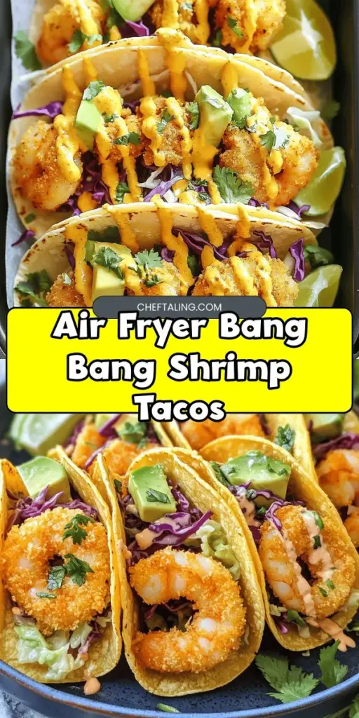 Looking for a delicious twist on taco night? Try these Air Fryer Bang Bang Shrimp Tacos! Crispy, spicy, and bursting with flavor, these tacos are perfect for any seafood lover. With easy steps and simple ingredients, you'll have a tasty dinner ready in no time. Discover the perfect balance of air-fried shrimp and zesty sauces that make this dish unforgettable. Click through to explore the full recipe and elevate your taco game! #AirFryerBangBangShrimpTacos #AirFryerFriedFishTacos #AirFriedTempuraShrimp #ShrimpTacoRecipesSauces #LowCalShrimpTacos #EasyRecipesDinnerAirFryer #AirFryShrimpTacos #FriedShrimpTacosSauce #HoneyChipotleShrimpTacos