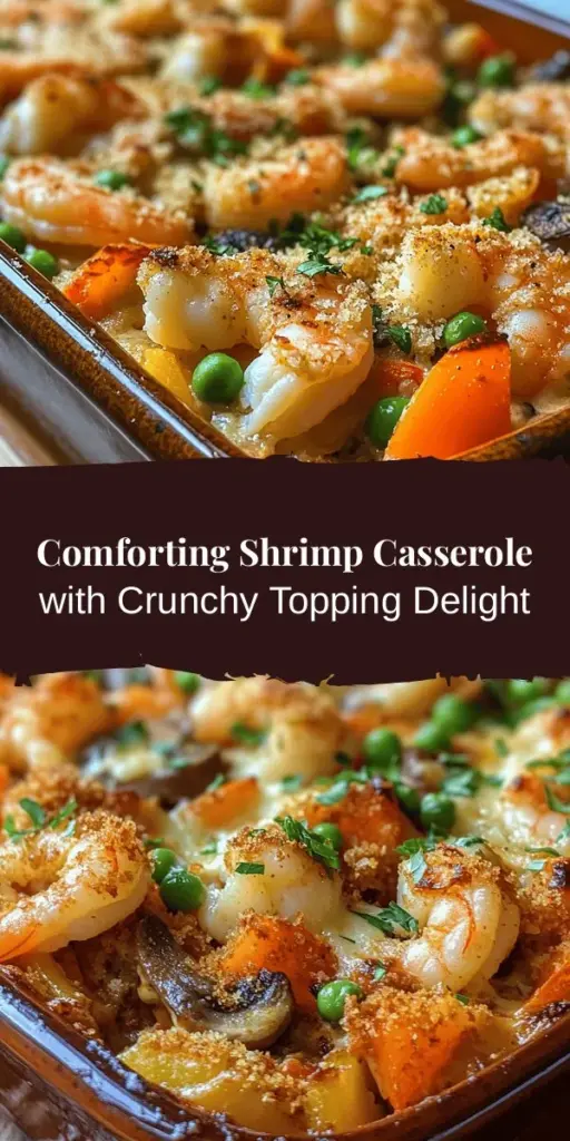 Discover the ultimate comfort food with our Baked Shrimp Casserole topped with a buttery crumb that elevates every bite. Featuring succulent shrimp, creamy sauce, and a delightful crunch, this dish is perfect for family dinners or gatherings with friends. It's easy to make and packed with flavor, making it a must-try! Dive into this cozy recipe and impress your loved ones. #ShrimpCasserole #ComfortFood #SeafoodLovers #HomeCooking #EasyRecipes #CasseroleRecipes