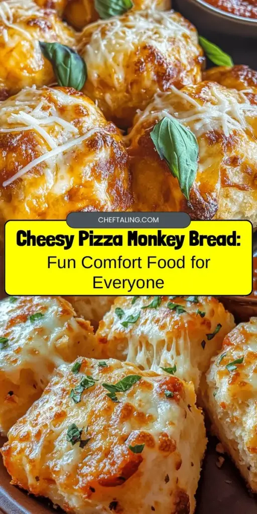 Discover the ultimate comfort food with Cheesy Pizza Monkey Bread Delight! This easy-to-make dish combines fluffy biscuit dough, gooey cheese, and savory pepperoni for a crowd-pleasing treat perfect for game nights or family gatherings. Enjoy the fun of pull-apart bread while customizing with your favorite toppings. Try it out and satisfy your pizza cravings in a new way! #PizzaMonkeyBread #ComfortFood #EasyCooking #Appetizers #FamilyRecipes #CheesyDelight