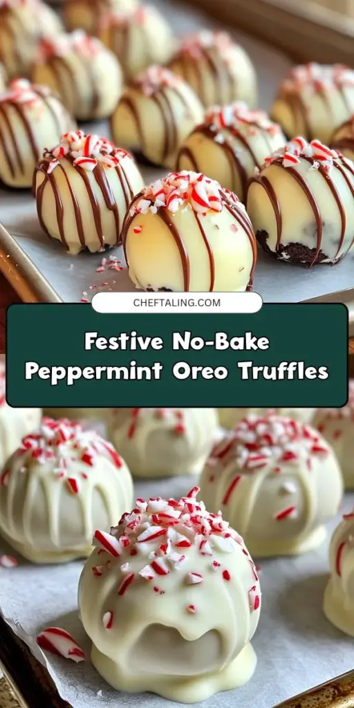 Treat yourself this holiday season with easy and delightful No-Bake Peppermint Oreo Truffles! These creamy, minty bites combine crushed Oreos, cream cheese, and a touch of peppermint, all coated in rich chocolate and topped with festive crushed candy canes. Perfect for parties or holiday gatherings, they are a delicious way to celebrate. Check out the step-by-step guide for this simple recipe that embodies holiday spirit! #PeppermintTruffles #NoBakeDesserts #HolidayTreats #OreoRecipes #FestiveBaking #SweetTooth #DessertLovers #EasyRecipes