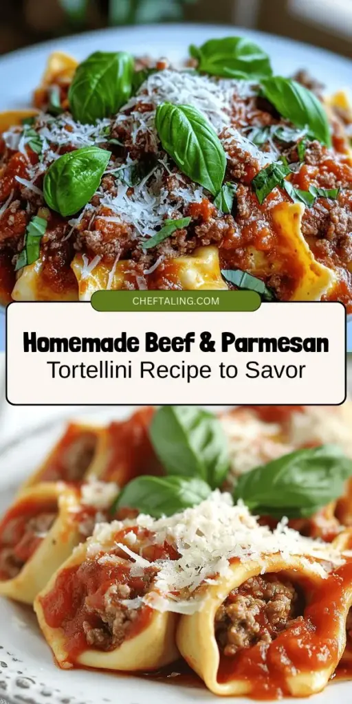 Immerse yourself in the comforting world of Italian cuisine with this Savory Beef & Parmesan Tortellini Delight. This homemade dish features rich ground beef and creamy ricotta, all nestled in tender, fresh pasta shells. Paired with a delicious marinara sauce, it's sure to impress! Perfect for family gatherings or special occasions, making tortellini from scratch creates an authentic experience. Explore the recipe and bring a taste of Italy to your kitchen! #Tortellini #ItalianRecipes #HomemadePasta #ComfortFood #CookingAtHome