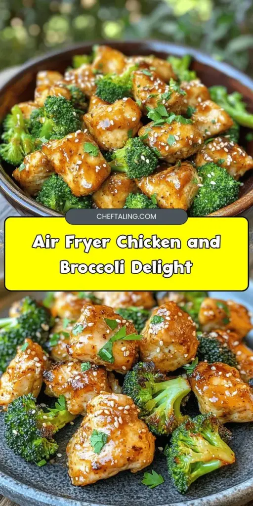 Looking for a quick and healthy meal? Try Air Fryer Chicken and Broccoli Delight! This recipe combines lean protein, vibrant broccoli, and delicious seasonings, all cooked to perfection in the air fryer for a crispy finish without the guilt of traditional frying. Perfect for busy weeknights, this dish offers a balance of nutrition and flavor. Enjoy a delightful meal in just minutes! #AirFryer #HealthyEating #QuickRecipes #ChickenAndBroccoli #MealPrep #NutritiousMeals