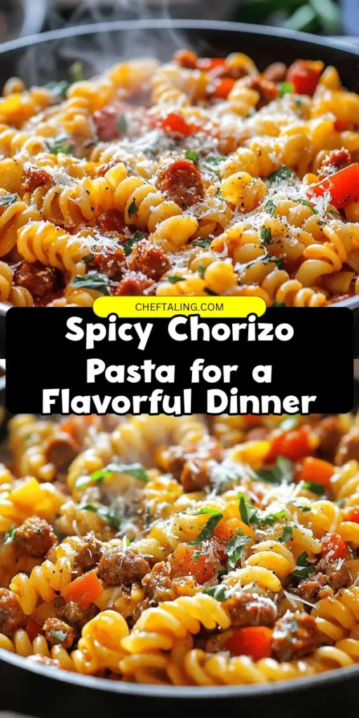 Looking for a quick and delicious dinner idea? Try this Easy Chorizo Pasta! This flavorful dish combines spicy chorizo with perfectly cooked pasta for a meal that's sure to impress. With just a few simple ingredients, you can have a satisfying dinner on the table in no time. Perfect for busy weeknights or when you want to spice up your meal routine. Click through to discover the full recipe and bring this tasty dish to your table tonight! #ChorizoRecipesDinner #ChorizoPastaRecipes #ChickenAndChorizoPasta #QuickEasyChicken #SpanishChorizo #ChorizoPasta #ChickenChorizo #TastyChicken