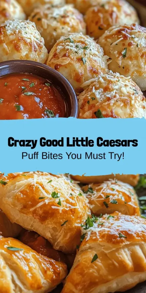 Discover the ultimate snack with Crazy Good Little Caesars Puff Bites! These delectable bites are a perfect combination of cream cheese, mozzarella, and pepperoni wrapped in flaky dough. Ideal for game day, movie nights, or any gathering, they’re easy to make and customizable for everyone’s taste. Serve with marinara sauce for a delightful experience. Try this simple recipe and impress your guests! #PuffBites #SnackRecipe #LittleCaesars #EasyRecipes #GameDaySnack #YummyFood #PartyAppetizers