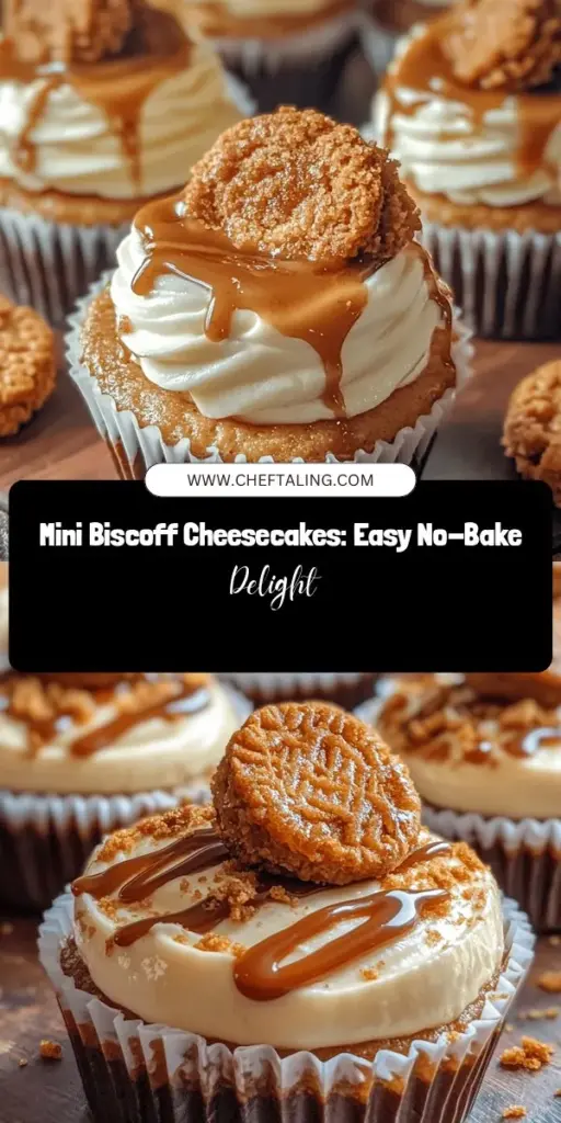 Indulge in the creamy delight of Mini Biscoff Cheesecakes, a no-bake dessert that’s as simple to make as it is impressive to share. These mini treats combine the rich flavors of Biscoff cookies and spread with a luscious cheesecake filling, creating a perfect balance of texture and sweetness. Ideal for any occasion, they are a hit with friends and family. Get ready to wow your guests with this easy, elegant dessert! #BiscoffCheesecake #NoBakeDessert #MiniCheesecakes #DessertLovers #EasyRecipes #BakingJoy