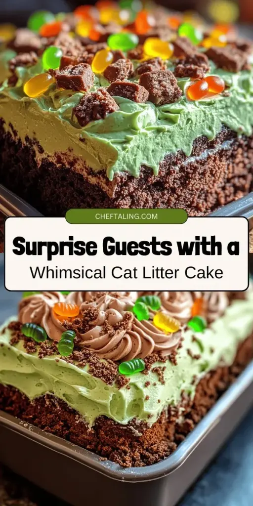 Get ready to wow your guests with the hilarious and delicious Cat Litter Cake! This quirky dessert mimics a cat's litter box, complete with cookie litter and a plastic scoop for serving. Perfect for Halloween, April Fools' Day, or pet-themed parties, this cake combines creativity, humor, and yummy flavors that will have everyone talking. Discover the fun ingredients and step-by-step instructions to elevate your dessert game! #CatLitterCake #PartyDesserts #FunBaking #CreativeBaking #DessertIdeas