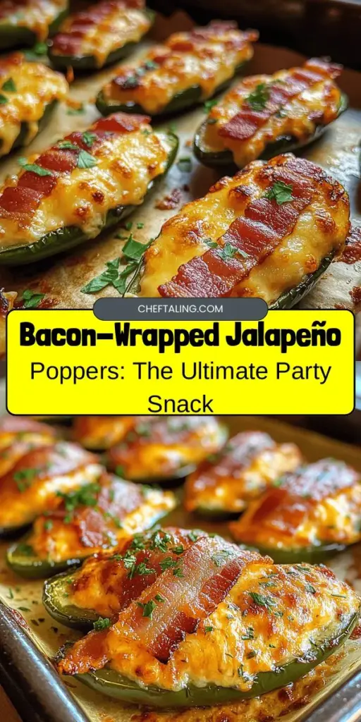 Elevate your snack game with Jalapeño Poppers with a Bacon Twist! These spicy, creamy bites add a delicious crunch and a burst of flavor that's perfect for parties or casual nights in. Made with fresh jalapeños, rich cream cheese, and crispy bacon, these poppers are sure to be a hit. Serve them with dips like ranch or guacamole for a delightful experience. Get ready to impress your guests with this mouth-watering appetizer! #JalapenoPoppers #BaconTwist #Appetizers #PartyFood #SpicySnacks #HomeCooking #SnackIdeas #Foodie