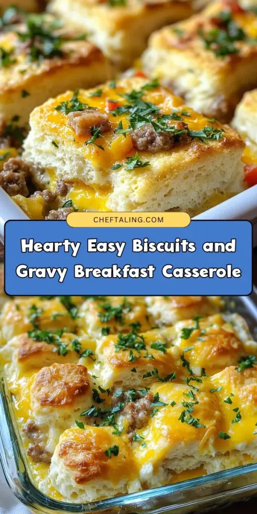 Start your morning off right with this Easy Biscuits and Gravy Breakfast Casserole! Combining fluffy biscuits, savory sausage, and creamy gravy, this one-pan dish is perfect for busy mornings or brunch gatherings. It's simple to prepare and loaded with comforting flavors that everyone will love. Plus, you can customize it to fit your taste! Discover how to make this hearty delight and enjoy a delicious breakfast any day of the week. #BreakfastCasserole #BiscuitsAndGravy #HeartyBreakfast #BrunchIdeas #ComfortFood #EasyRecipes #Foodie