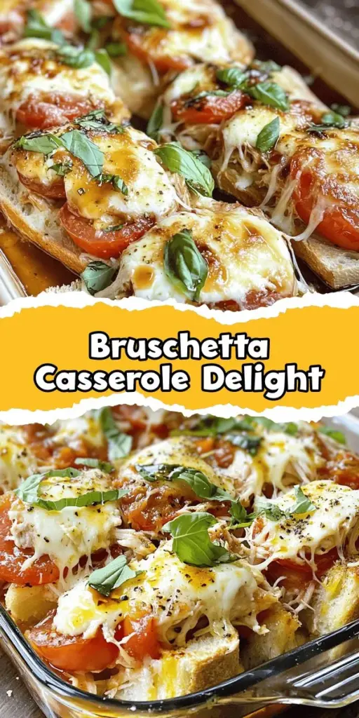 Discover the delightful fusion of flavors in Chicken Bruschetta Casserole, where the comfort of a hearty dish meets the freshness of classic bruschetta. This easy-to-make casserole features layers of tender chicken, ripe tomatoes, creamy mozzarella, and aromatic basil, making it a perfect meal for busy weeknights or entertaining guests. Explore tips and variations to customize this flavorful dish to your taste. #ChickenBruschettaCasserole #ComfortFood #EasyRecipes #Casserole #Foodie #DinnerIdeas #FreshFlavors