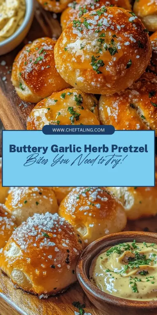 Indulge in a homemade snack with these buttery soft pretzel bites drizzled in garlic herb butter. These delectable treats, perfect for movie nights or gatherings, combine a warm, chewy texture with an irresistible golden crust. Discover how easy it is to craft these bites from scratch and elevate your snack game. Don't forget to pair them with your favorite dips! Perfect for sharing and sure to impress! #PretzelBites #SnackRecipes #HomemadeDelights #FoodieFun #ComfortFood