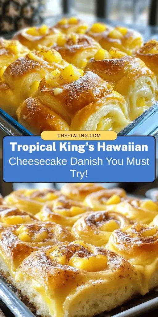 Indulge in the King’s Hawaiian Cheesecake Danish Delight, a tropical twist on a classic dessert! This heavenly treat features soft and sweet King’s Hawaiian rolls filled with creamy cheesecake and refreshing crushed pineapple. Perfect for breakfast, brunch, or a sweet snack, this recipe combines rich, velvety cream cheese with a hint of tang and a touch of sunshine. Discover how to create this mouthwatering delight and transport your taste buds to paradise. #Dessert #Cheesecake #TropicalTreat #KingsHawaiian #RecipeIdeas #BrunchFood #BakingFun