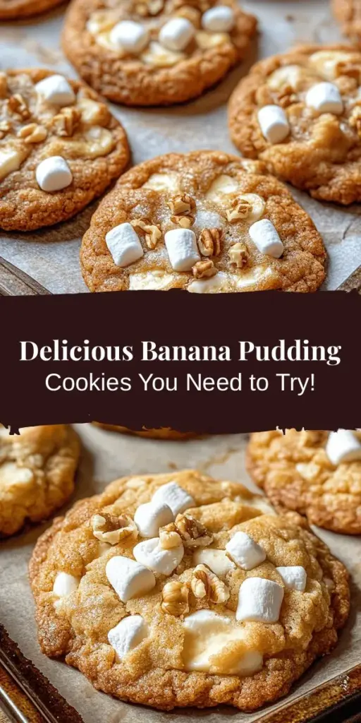 Discover the deliciousness of banana pudding cookies with this easy-to-follow recipe! Combining the classic flavors of banana pudding with a soft, chewy cookie, these treats are perfect for any occasion. With ingredients like ripe bananas, instant pudding mix, and mini marshmallows, each bite is a nostalgic delight. Perfect for family gatherings or a sweet snack at home, these cookies are sure to impress. Try them today! #BananaPuddingCookies #Baking #Desserts #CookieRecipes #Foodie