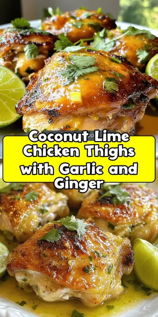 Discover a delicious twist on dinner with this Coconut Lime Chicken recipe! Juicy chicken thighs are infused with the bright flavors of coconut and lime, creating a dish that's both refreshing and satisfying. Perfect for weeknight meals or special occasions, this easy recipe is sure to please the whole family. Click through to explore the full recipe and bring a taste of the tropics to your table! #CoconutLimeChicken #HealthyChickenThighRecipes #CoconutMilkChicken #ChickenThighCasserole #CoconutMilkRecipes #ChickenRecipesBoneless #RecipeUsingChicken #BraisedChickenThighs #ChickenThighsDinner