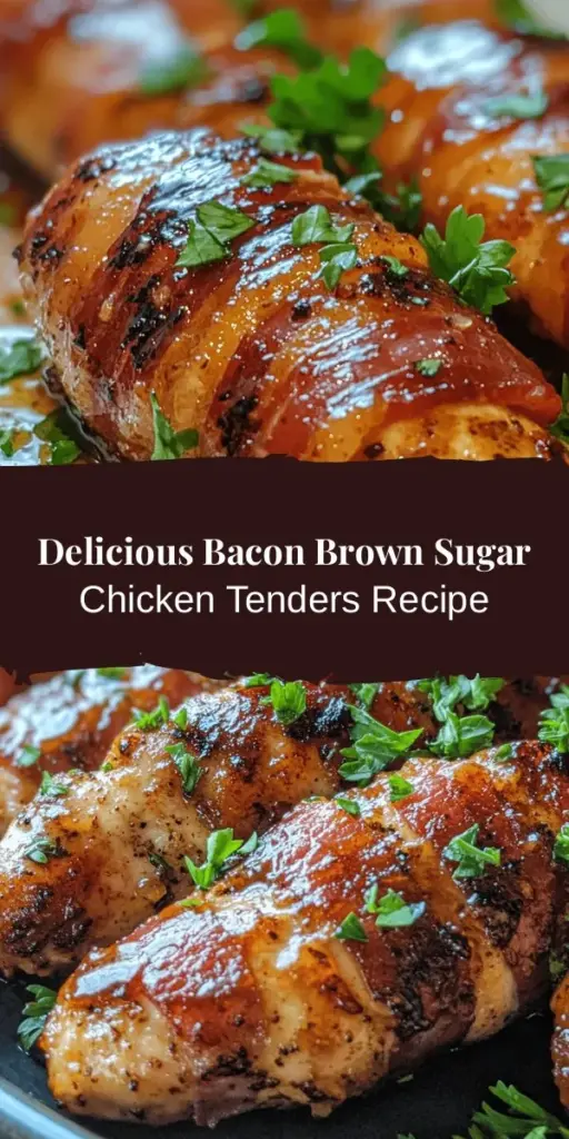 Discover the irresistible goodness of Bacon Brown Sugar Chicken Tenders! This easy recipe balances sweet and savory flavors with crispy bacon and a caramelized brown sugar glaze. Perfect for weeknight dinners or impressing guests, these tenders are versatile and delicious as a main dish or appetizer. Serve them with coleslaw or a refreshing salad for a complete meal. Try this culinary delight and elevate your comfort food game! #ChickenTenders #ComfortFood #BaconLovers #SweetAndSavory #EasyRecipes #DinnerIdeas