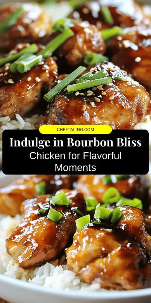 Discover the delicious world of Bourbon Bliss Chicken! This easy yet gourmet recipe transforms simple chicken thighs into a dish bursting with flavor, thanks to rich bourbon and a delightful marinade. Perfect for any occasion, from casual family dinners to elegant gatherings. Impress your guests or treat yourself to this irresistible sweet and savory delight. Don't miss out on making it your new favorite! #BourbonBlissChicken #EasyRecipes #DinnerIdeas #GourmetCooking #ComfortFood #Yummy