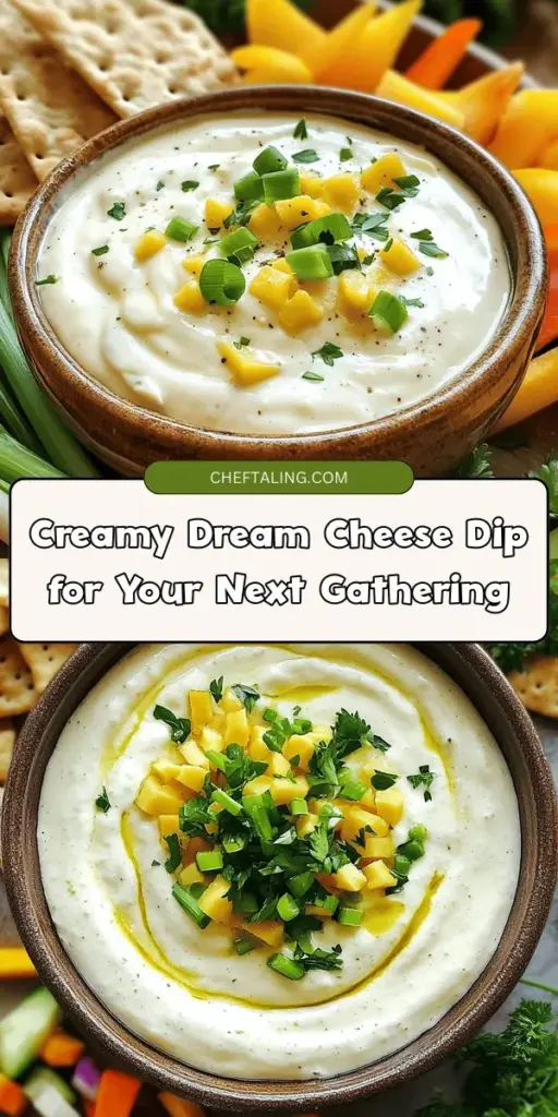 Looking to elevate your next gathering? Try the Creamy Dream Cheese Dip! This easy-to-make, rich dip is perfect for any occasion, from game nights to elegant parties. With cream cheese, sharp cheddar, and a blend of flavorful spices, it's sure to impress your guests. Pair it with crunchy tortilla chips, fresh veggies, or crispy crackers for a delightful treat. Don't miss out on this ultimate party favorite! #CheeseDip #PartyRecipes #SnackIdeas #Dips #EasyRecipes #GameNight #Appetizers