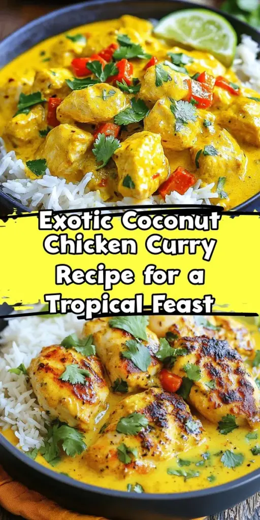 Discover a taste of paradise with Tropical Bliss Coconut Chicken Curry! This exotic dish features tender chicken simmered in rich coconut milk and infused with aromatic spices. Perfect for any occasion, it's a culinary experience that’s easy to recreate at home. Delight your family and friends with this flavorful journey to Southeast Asia right from your kitchen! Check out the complete recipe and tips to impress. #CoconutCurry #TropicalFlavors #CookingAtHome #CulinaryAdventure