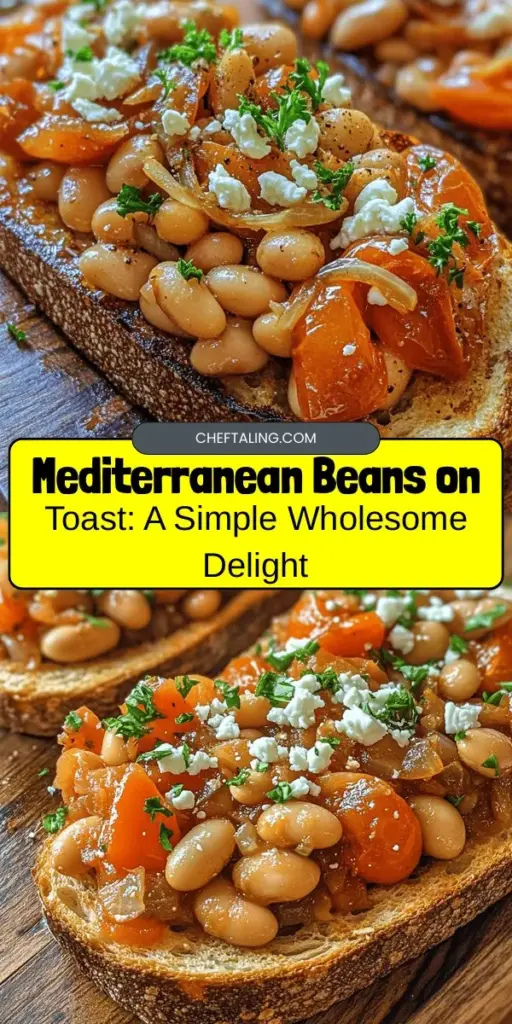 Indulge in the deliciousness of Hearty Mediterranean Beans on Toast, a wholesome dish that captures the essence of Mediterranean cuisine. This easy-to-make meal combines creamy cannellini beans, fire-roasted tomatoes, and aromatic herbs atop toasted whole-grain bread. Perfect for breakfast, lunch, or dinner, it's not just tasty but also packed with nutrients. Explore the rich flavors and benefits of the Mediterranean diet today! #MediterraneanDiet #HealthyEating #BeansOnToast #PlantBased #EasyRecipes #MediterraneanCuisine #WholesomeMeals