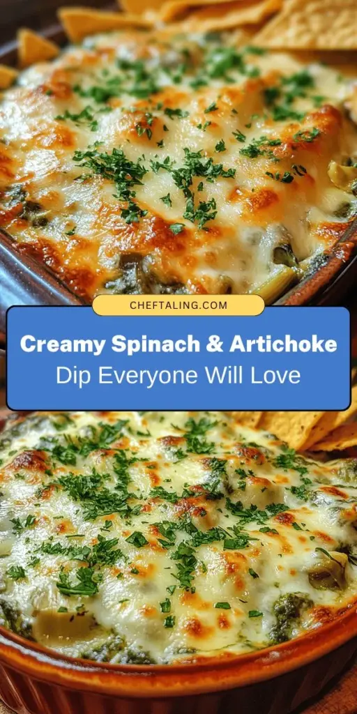 Discover the creamy delight of Spinach & Artichoke Bliss Dip, the perfect appetizer for any gathering! This crowd-pleaser combines fresh spinach, artichoke hearts, and a luscious blend of cheeses, making it irresistible. Easy to prepare, it’s perfect for game days, parties, or cozy nights in. Serve it warm with tortilla chips, sliced baguette, or fresh veggies. Give your guests a taste they won’t forget! #SpinachDip #Appetizers #ComfortFood #PartyFood #Dips #Yummy