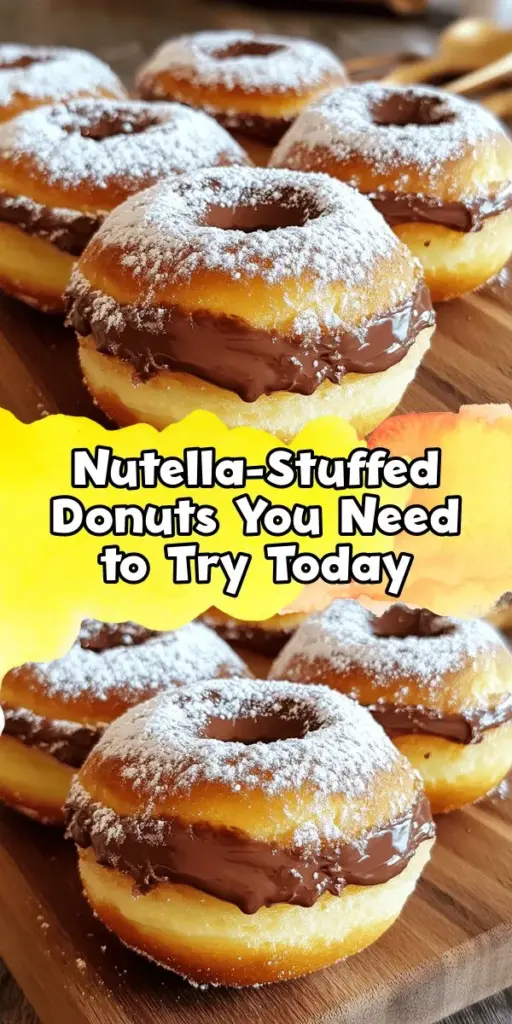 Indulge in the heavenly delight of Nutella-stuffed donuts! These homemade treats elevate traditional donuts to new heights with creamy Nutella filling enveloped in warm, fluffy dough. Perfect for creating lasting memories in the kitchen, these donuts are customizable and offer endless flavor possibilities. Dive into our step-by-step guide and enjoy the satisfaction of making and devouring your delicious creations. #Donuts #Nutella #Baking #HomemadeTreats #DessertLovers #SweetTooth #CookingAdventures #FoodieFun