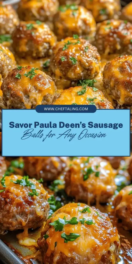 Discover the warmth of Southern comfort food with Paula Deen’s Savory Sausage Balls! Perfect for any gathering, these delicious bites blend breakfast sausage, sharp cheddar, and Bisquick for a quick, satisfying treat. Easy to make and customizable, they can be served as appetizers, game day snacks, or even breakfast sides. Impress your guests with this nostalgic favorite that’s sure to become a family staple! #SausageBalls #SouthernCooking #PaulaDeen #ComfortFood #Recipes