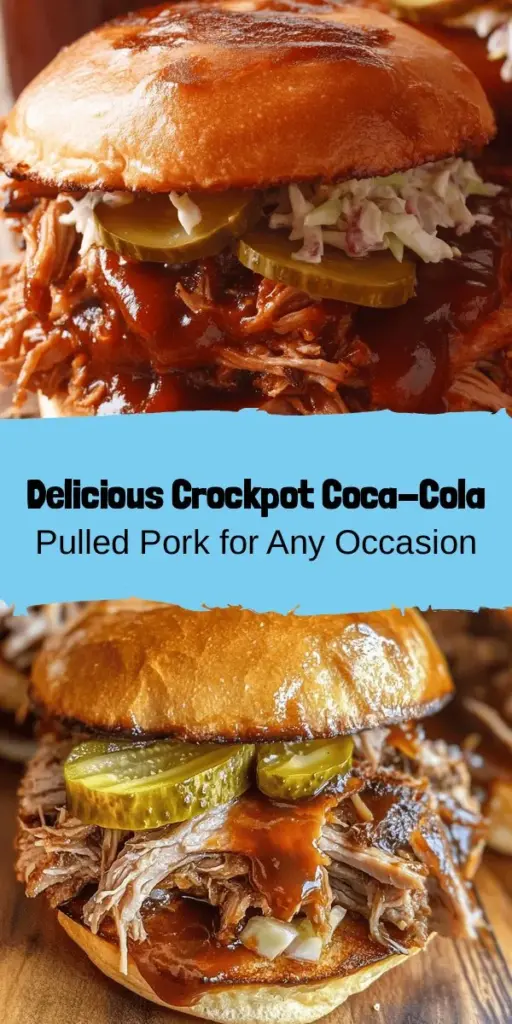 Discover the mouthwatering flavors of Sweet & Tangy Crockpot Coca-Cola Pulled Pork! This easy recipe combines the sweetness of Coca-Cola with tangy barbecue sauce for tender, juicy pork that's perfect for sandwiches, tacos, or rice bowls. With just a few ingredients and a slow cooker, you can create a crowd-pleaser that's as convenient as it is delicious. Perfect for every occasion, this dish will impress family and friends alike! #CrockpotRecipes #PulledPork #EasyCooking #ComfortFood #Foodie #SlowCooker