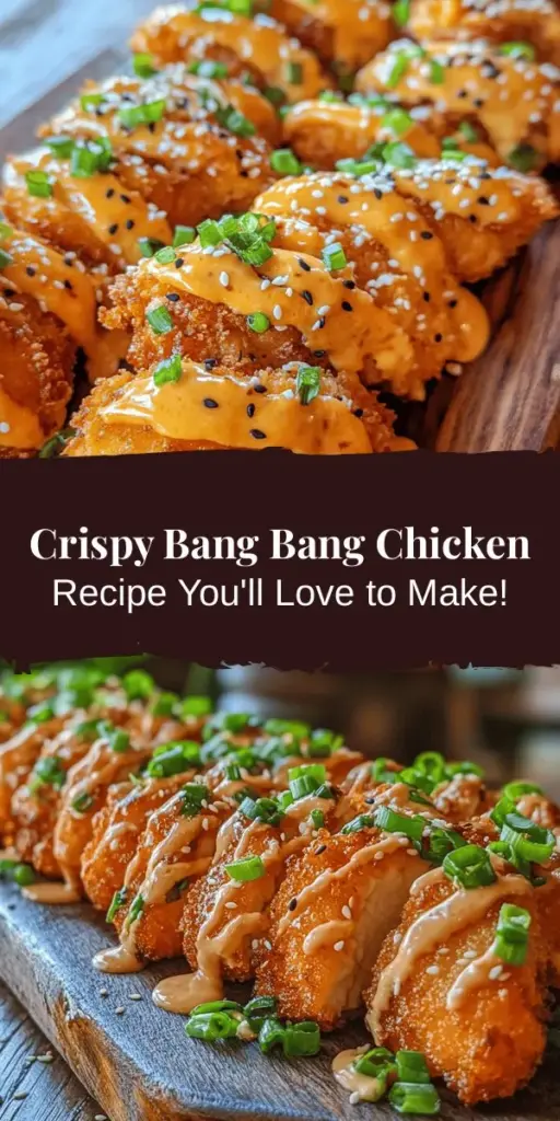 Discover the exquisite flavors of Crispy Bang Bang Chicken Delight, a dish that combines crispy chicken with a spicy, creamy sauce! Perfect for impressing guests or enjoying a cozy dinner, this recipe is simple yet satisfying. Learn about its origins, key ingredients, and step-by-step preparation to bring this culinary delight to your kitchen. Dive in and enjoy a full-flavored experience! #BangBangChicken #CrispyChicken #DeliciousRecipes #CookingAtHome #FoodLovers