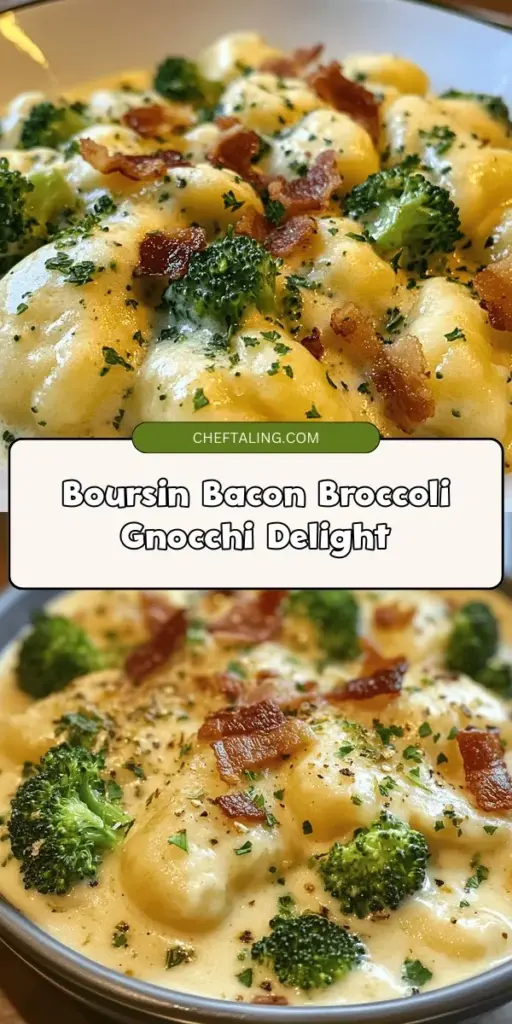 Discover a delicious twist on comfort food with our Boursin, Bacon and Broccoli Gnocchi recipe! This easy-to-make dish combines creamy Boursin cheese, crispy bacon, and fresh broccoli for a mouthwatering meal that's perfect for any night of the week. Whether you're cooking for family or friends, this recipe will impress everyone at the table. Click through now to explore the full recipe and elevate your dinner game! #Boursin #Bacon #Broccoli #Gnocchi #ComfortFood #EasyRecipes