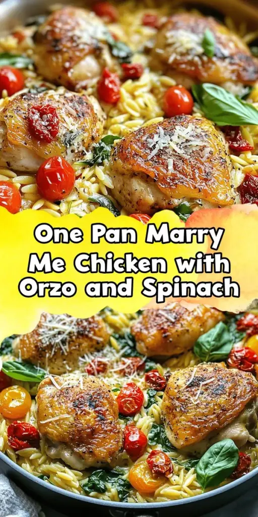 Looking for a dish that will impress? Try Marry Me Chicken Orzo! This creamy pasta recipe combines tender chicken, savory sundried tomatoes, and fresh herbs for a flavor explosion that’s perfect for any occasion. Ideal for a cozy dinner or a romantic night in, this one-pan meal is both delicious and easy to make. Click through to discover the full recipe and make your next dinner unforgettable! #CarnivoreDinner #DinnerPasta #SpringFood #MarryMeChicken #ChickenOrzo #SundriedTomato #PanMeals #HealthyDinner #HealthyDinnerRecipes