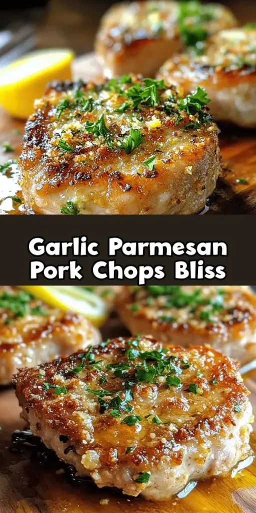 Elevate your dinner with this irresistible Garlic Parmesan Pork Chops recipe! Combining juicy pork with the aromatic flavors of garlic and nutty Parmesan, this dish is perfect for any occasion. Easy to prepare, it promises a restaurant-quality meal at home. Serve with roasted veggies or a fresh salad for a complete experience. Try it tonight and impress your family and friends! #PorkChops #DinnerIdeas #GarlicParmesan #EasyRecipes #FoodieFavorites #HomeCooking #DeliciousMeals