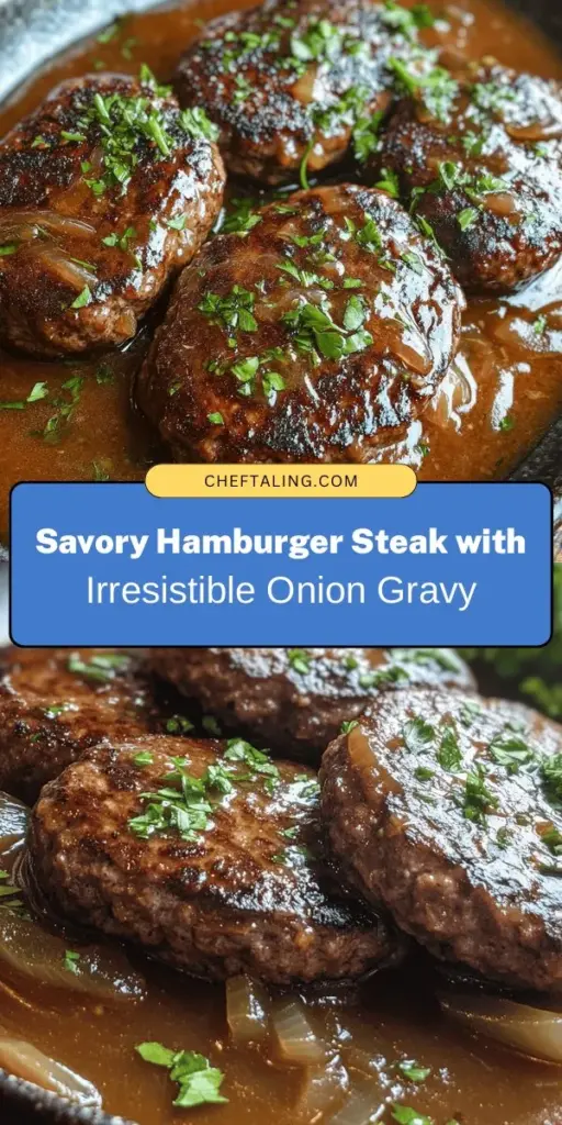 Indulge in the ultimate comfort food with Savory Hamburger Steak topped with Rich Onion Gravy! This classic dish features juicy beef patties paired with a deliciously rich gravy, making it perfect for family dinners or cozy gatherings. Learn the easy step-by-step recipe, tips, and history of this beloved meal. Elevate your dining experience with sides like creamy mashed potatoes or fresh vegetables! #ComfortFood #HamburgerSteak #CookingAtHome #FamilyMeals #YummyEats #SavoryDishes #OnionGravy