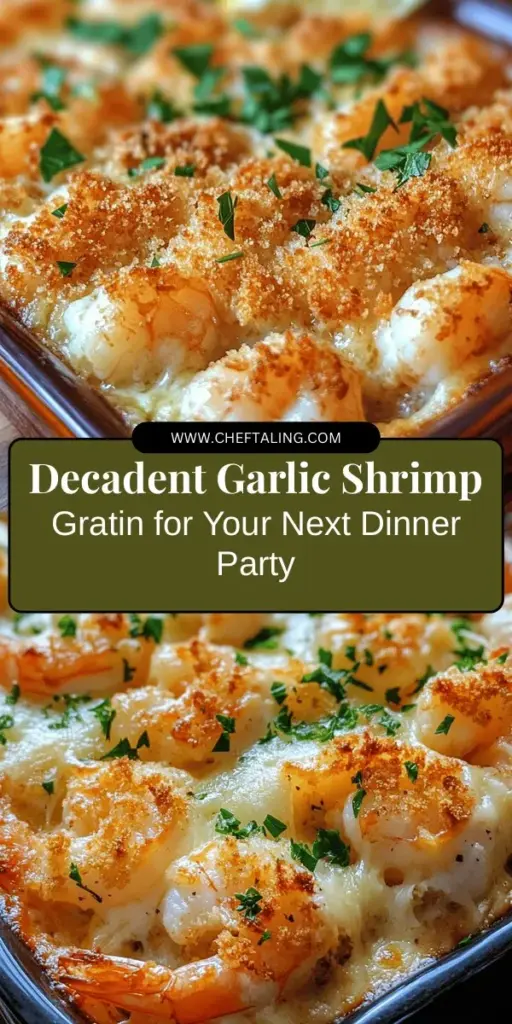 Indulge in the luxurious flavors of Garlic Shrimp Gratin, a creamy seafood dish that's perfect for special occasions or cozy nights in. With fresh shrimp, rich heavy cream, and a crispy breadcrumb topping, it's easy to impress your guests or treat yourself to a restaurant-quality meal at home. This simple yet delightful recipe will become a favorite for gatherings or a satisfying weeknight dinner. Try it today! #GarlicShrimp #SeafoodGratin #Foodie #CookingAtHome #TastyTreats #DinnerPartyIdeas