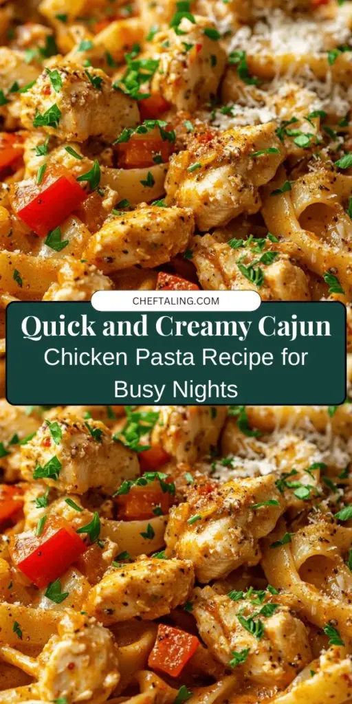 Indulge in the rich flavors of Louisiana with this creamy Cajun chicken pasta, perfect for a weeknight dinner! This dish combines tender chicken, vibrant veggies, and a luxuriously creamy sauce, all infused with bold Cajun spices. Ready in under 30 minutes, it's a satisfying meal that brings restaurant-quality dining right to your table. Enjoy a taste of Cajun culture in every bite! #CajunCooking #PastaRecipes #WeeknightDinner #ComfortFood #Foodie