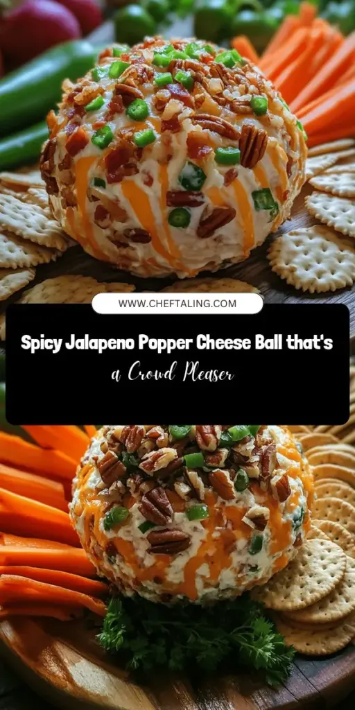 Elevate your appetizer game with this Spicy Jalapeno Popper Cheese Ball Delight! This flavorful recipe combines creamy cheeses, zesty jalapenos, crispy bacon, and crunchy nuts for a deliciously bold treat perfect for any gathering. Easy to make and visually appealing, it's sure to be a hit at parties and game days. Serve it with crackers or fresh veggies for the perfect bite! #CheeseBall #AppetizerRecipe #PartyFood #JalapenoPoppers #SnackIdeas #Entertaining