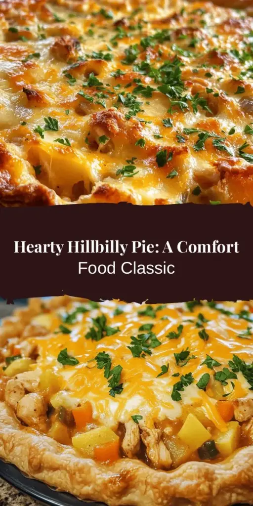 Discover the heartwarming comfort of Hillbilly Pie, a delicious meal that combines tender meats and fresh vegetables in a flaky crust. Perfect for weeknight dinners or cozy get-togethers, this versatile dish is easy to make, whether you're a kitchen novice or an expert chef. With rich flavors that bring families together, this classic recipe is a true taste of nostalgia. Try it today and add your own twist! #HillbillyPie #ComfortFood #HomeCooking #RecipeIdeas #FoodieFun