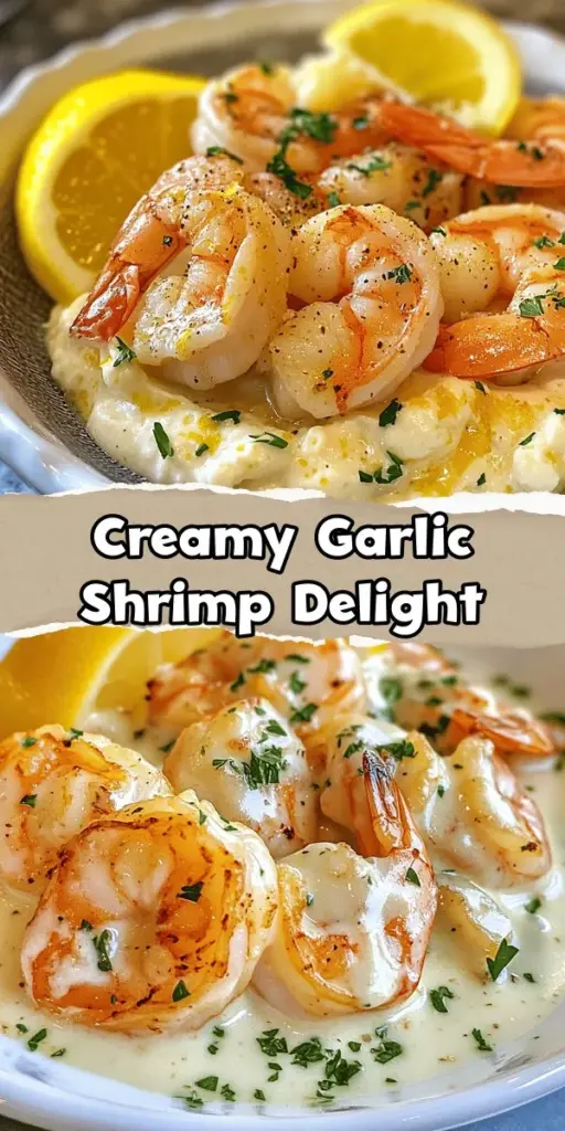 Indulge in the rich flavors of Easy Creamy Garlic Shrimp! This quick recipe features succulent shrimp in a luscious garlic cream sauce, perfect for a weeknight dinner or a special gathering. In just 30 minutes, you can impress with this versatile dish served over pasta, rice, or alongside a salad. Packed with fresh ingredients like garlic and Parmesan, every bite is a delightful experience. Elevate your dinner with this satisfying seafood classic! #CreamyGarlicShrimp #SeafoodRecipes #EasyDinner #QuickMeals #ShrimpLovers #DeliciousDinners #CookingAtHome