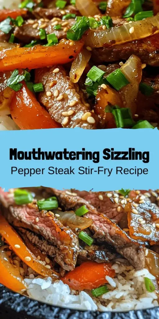 Elevate your weeknight dinners with this Sizzling Pepper Steak Stir-Fry! Featuring tender flank steak, colorful bell peppers, and a savory marinade, this dish is bursting with flavor and nutrition. Perfect for busy nights or casual gatherings, customize it with your favorite veggies. Enjoy over rice or noodles for a satisfying meal that pleases everyone. Dive into this recipe and savor the deliciousness! #PepperSteak #StirFry #QuickMeals #HealthyRecipes #DinnerIdeas