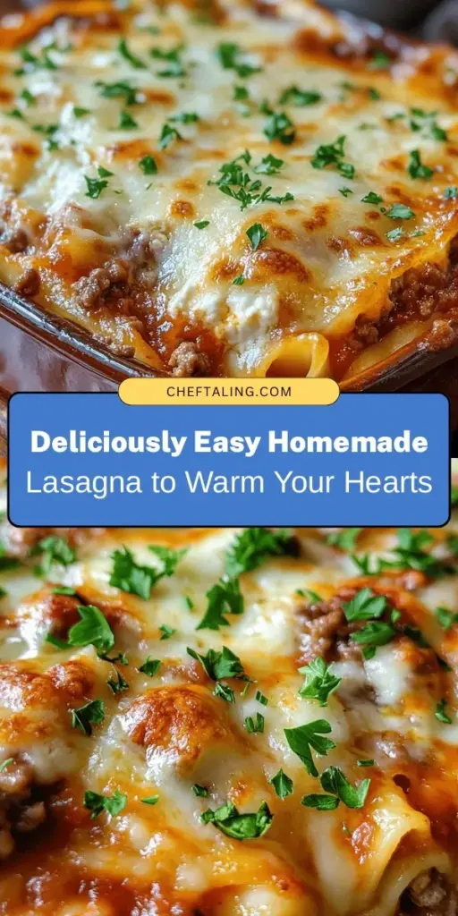 Discover the joy of cooking with our Easy Homemade Lasagna Delight! This comforting dish layers tender noodles with savory meat, rich marinara sauce, and creamy cheese for a meal that brings families together. Perfect for any occasion, this recipe simplifies the traditional lasagna-making process without compromising on flavor. Dive into the art of homemade cooking today! #Lasagna #HomemadeCooking #ComfortFood #FamilyMeals #Foodie