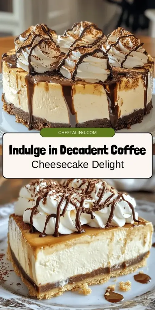 Discover the ultimate indulgence with this decadent Coffee Lover's Cheesecake recipe! Perfectly blending rich cream cheese and bold coffee flavors, this dessert is a must-try for any gathering or special occasion. Learn step-by-step how to create a smooth crust, flavorful filling, and elegant presentation that will leave your guests in awe. Treat yourself to a slice of pure bliss! #CoffeeLovers #Cheesecake #DessertRecipe #BakingJoy #FoodieDelight