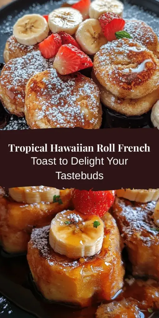 Transform your breakfast with Hawaiian Roll French Toast Delight! This recipe combines the fluffy sweetness of Hawaiian rolls with a rich custard, resulting in an indulgent dish perfect for brunch or any special occasion. Experience the crispy golden exterior and soft inside, topped with fresh fruit and maple syrup for an unforgettable taste. Ideal for impressing guests, this treat elevates your morning routine! #FrenchToast #BreakfastDelight #HawaiianRolls #BrunchIdeas #TropicalFlavors #FoodieFun