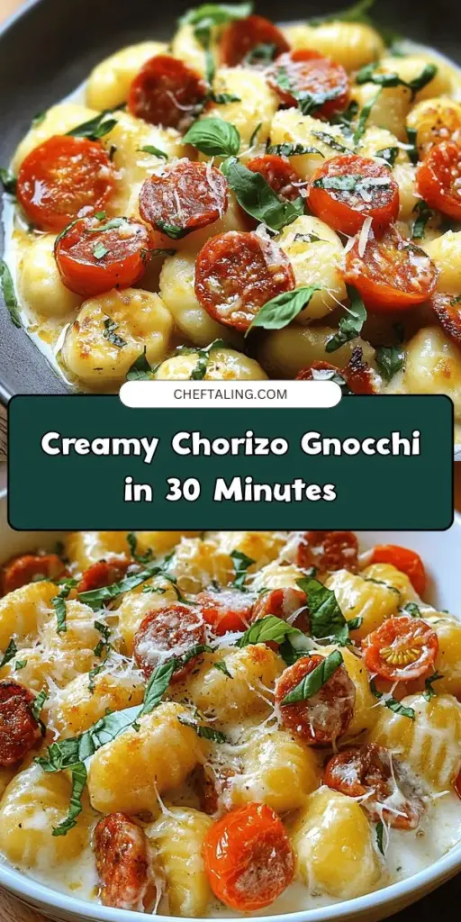 Dive into comfort food bliss with this creamy chorizo gnocchi recipe! This dish brings together tender gnocchi and flavorful chorizo in a rich, savory sauce that’s perfect for a cozy family dinner or a gathering with friends. Whether you're a gnocchi lover or looking to elevate your weeknight meals, this recipe is bursting with protein and flavor. Click through for step-by-step instructions and mouthwatering tips that make this chorizo gnocchi a hit at any table. Don’t miss out on the deliciousness! #GnocchiRecipesWithProtein #CreamySavoryRecipes #ChorizoGnocchi #BigGroupRecipes #ChorizoCreamSauce #ChickenAndChorizoGnocchi #HotItalianSausageGnocchi #ChorizoAndGnocci