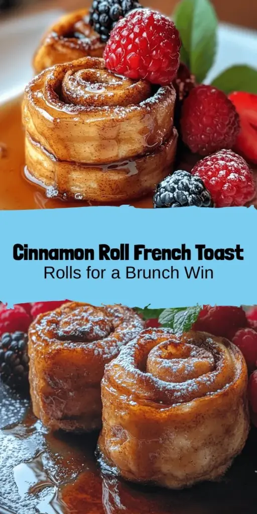 Indulge in the ultimate breakfast treat with Cinnamon Roll French Toast Rolls! This delectable fusion combines the gooey goodness of cinnamon rolls with the classic charm of French toast for a brunch experience that delights all the senses. Easy to make and perfect for any occasion, these rolls can be served with warm maple syrup and fresh berries for an unforgettable meal. Discover the joy of this sweet twist and make mornings memorable! #BrunchIdeas #CinnamonRolls #FrenchToast #BreakfastRecipes #Yum