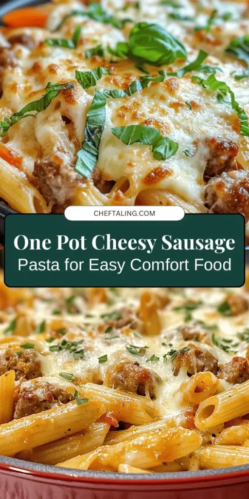 Discover the ultimate comfort food with this One Pot Cheesy Sausage Pasta recipe! Combining savory Italian sausage, creamy cheese, and tender penne pasta, this dish is perfect for busy weeknights or family dinners. With simple ingredients and easy steps, you can recreate this hearty meal at home. Elevate your pasta game and enjoy a delightful blend of flavors in every bite! #OnePotPasta #CheesySausagePasta #ComfortFood #DinnerRecipes #EasyMeals #PastaLovers #FamilyDinner