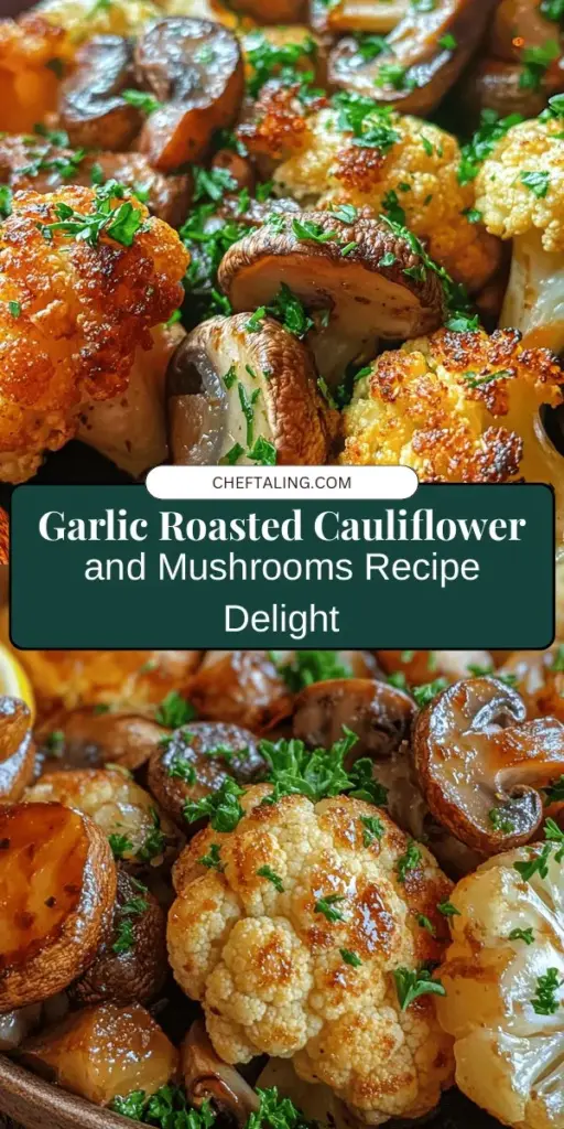 Discover the vibrant flavors of Garlicy Roasted Cauliflower & Mushrooms, a must-try plant-based side dish that's perfect for any meal. Roasting caramelizes the natural sugars, creating a rich flavor profile enhanced by garlic and spices. This nutritious dish is low in calories yet packed with vitamins and minerals, making it a healthy addition to your table. Elevate your culinary skills and enjoy this delicious side today! #PlantBased #RoastedVegetables #HealthyEating #Cauliflower #Mushrooms #Foodie