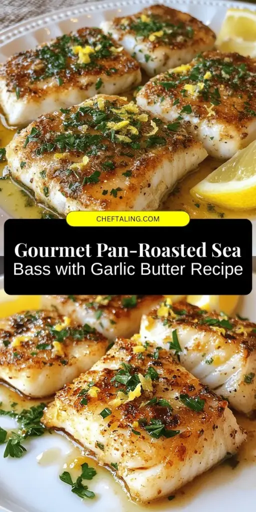 Discover the gourmet taste of pan-roasted sea bass with garlic butter, the perfect dish for impressing guests or treating yourself to an elegant meal at home. This recipe showcases the delicate, rich flavors of fresh sea bass complemented by aromatic garlic and zesty lemon. Simple ingredients and straightforward techniques make this delectable dish achievable for any home cook. Elevate your dining experience today! #SeaBass #GarlicButter #CookingAtHome #HealthyEating #GourmetRecipes #SeafoodDelight