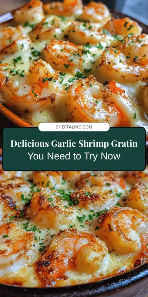 Indulge in the rich flavors of Delectable Garlic Shrimp Gratin, a gourmet dish that combines succulent shrimp in a creamy garlic sauce, topped with a golden, crispy crust. Perfect for special occasions or cozy nights in, this recipe is sure to impress guests and satisfy seafood lovers. Follow our detailed guide for a delightful culinary experience that balances rich textures and aromatic flavors. Elevate your dining with this must-try recipe! #GarlicShrimpGratin #SeafoodRecipes #ComfortFood #Foodie #DinnerParty #CookingAtHome