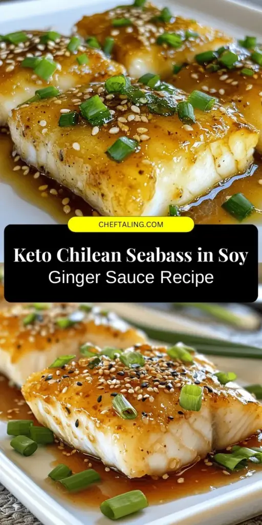 Discover the amazing flavors of Keto Asian-Inspired Chilean Seabass in Soy Ginger Sauce! This succulent fish is rich in omega-3 fatty acids and packed with protein, making it a perfect dinner option for Keto enthusiasts. With its savory marinade of soy sauce, ginger, and garlic, this dish is not just healthy but incredibly delicious. Elevate your meal with this easy-to-follow recipe! #Keto #ChileanSeabass #HealthyRecipes #AsianCuisine #LowCarb #CookingAtHome