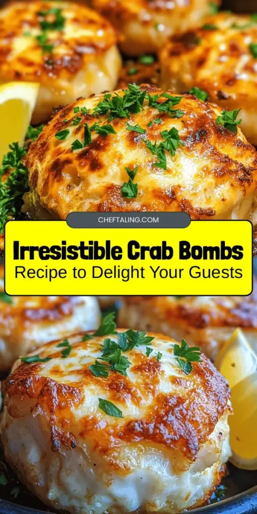 Discover the irresistible deliciousness of Crab Bombs with this easy recipe! Made from fresh lump crab meat, creamy cheeses, and a blend of seasonings, these savory bites are perfect for any gathering. With their golden, crispy exterior and tender filling, they are sure to impress your guests. Serve them with tangy sauces and fresh sides for an unforgettable seafood experience. Dive into this culinary delight and elevate your appetizer game! #CrabBombs #SeafoodRecipes #Appetizers #FoodieFavorites #CrabLovers #CookingAtHome #Yum